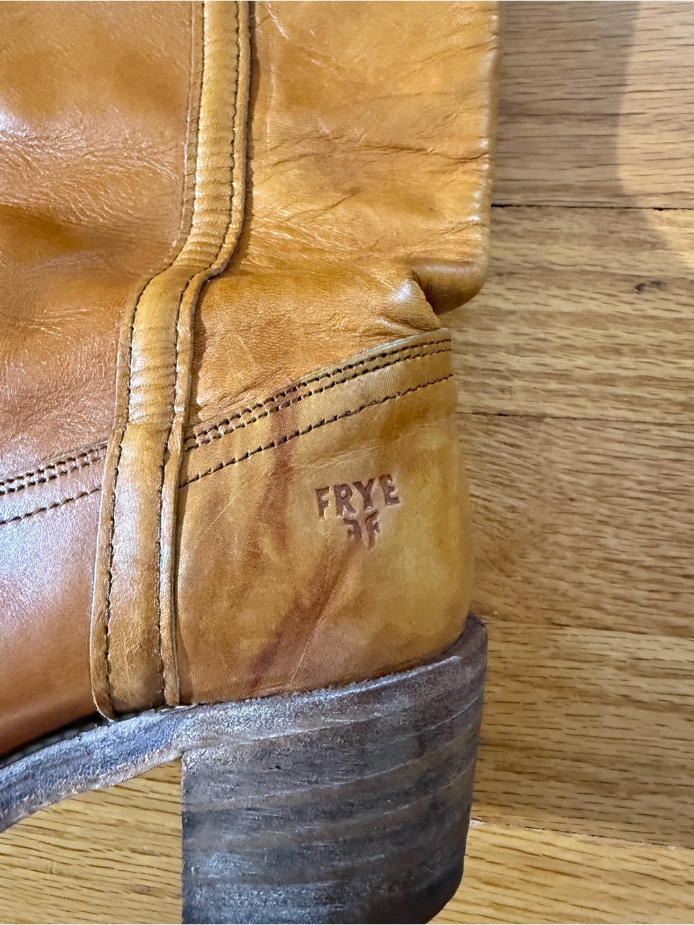 Vintage 70s Frye Black Label Campus Stitch Cuff Boots Banana Yellow Size 6.5 - Picture 2 of 8